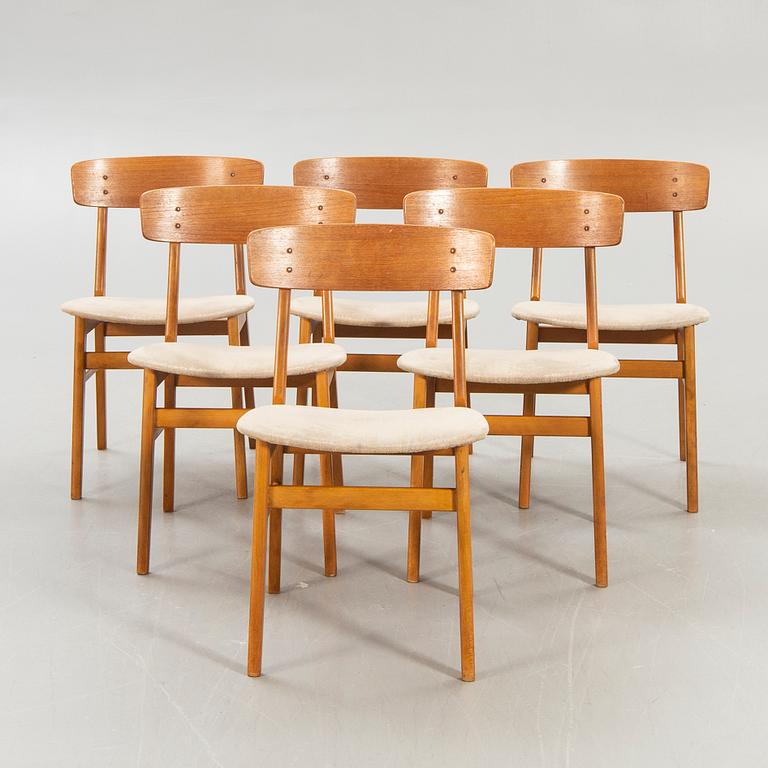 Chairs, Farstrup Denmark, 6 pcs, 1960s.