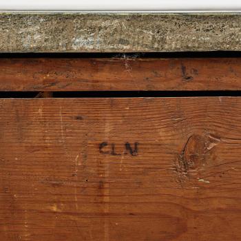 A Swedish rococo parquetry commode by C. Linning (master in Stockholm 1744-79).