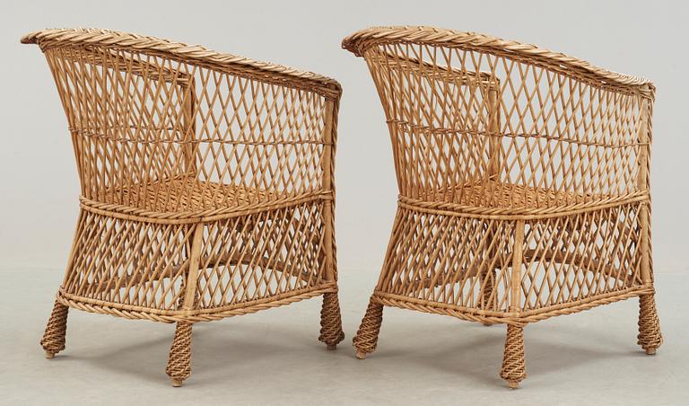 FÅTÖLJER, ett par, rotting, 1900-talets första hälft.