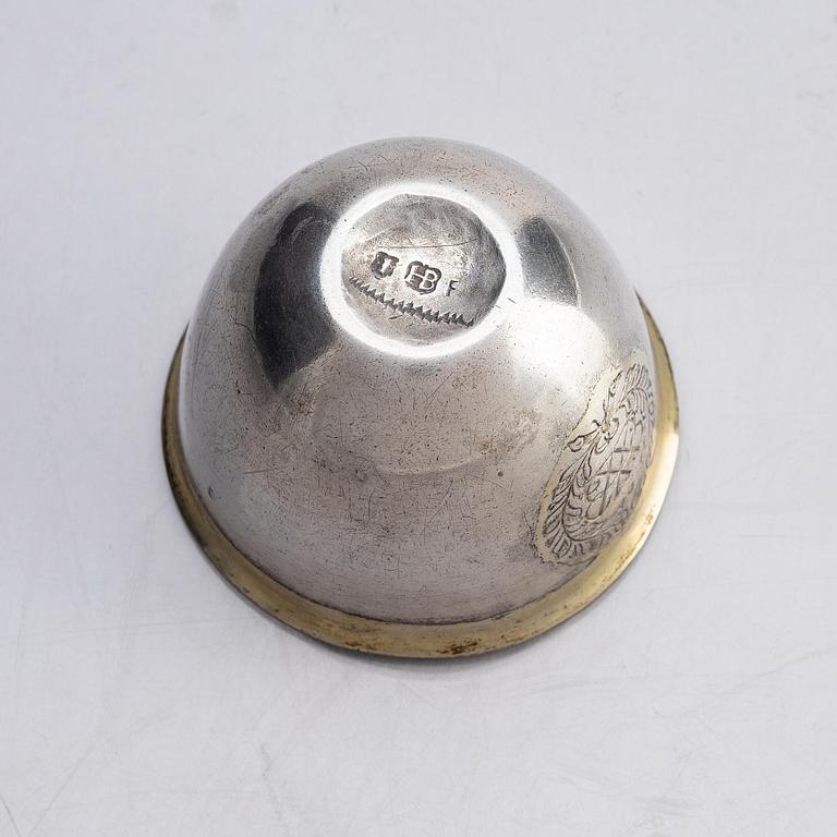Hans Hansson Brun, tumlare, delvis förgyllt silver, Malmö 1695. Barock.