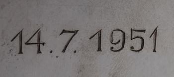 DRYCKESKANNA, silver, Auran Kultaseppä, Åbo 1948. Vikt 892 g.