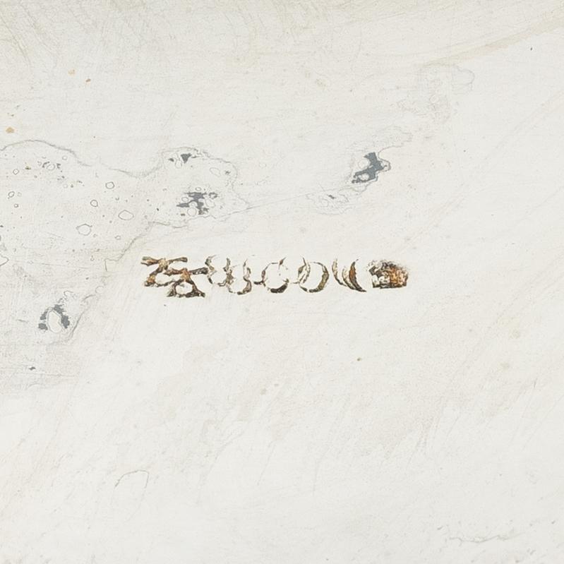 J.H Werner, sauce boat on tray, silver, Rococo style, Germany early 20th century.