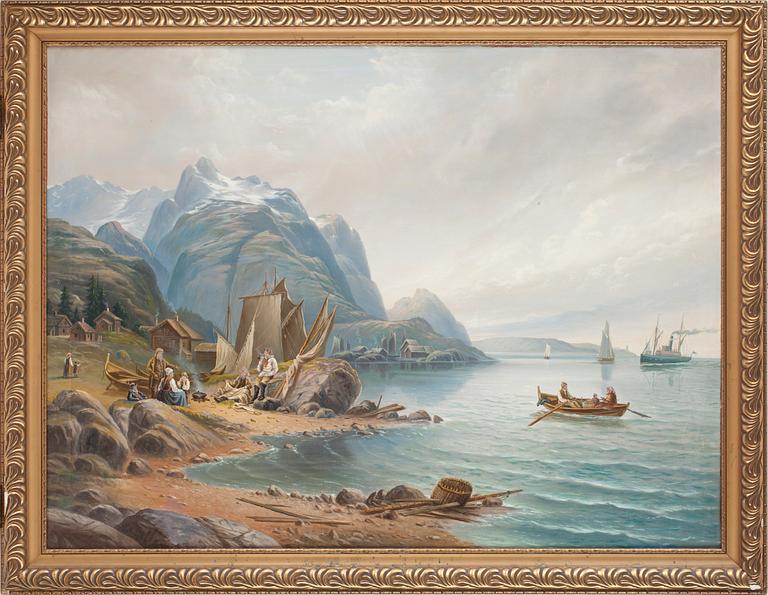 OKÄND KONSTNÄR, olja på duk, Norge 1800-tal.