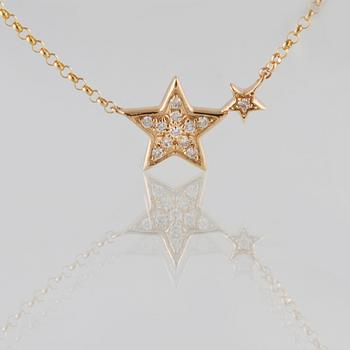 COLLIER, 18K guld med briljantslipade diamanter ca 0.10 ct. Vikt 2,3 gram.