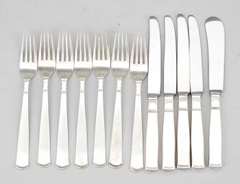 BESTICK, 12 st, silver, "Rosenholm", GAB, Stockholm 1952-1954. Tot vikt ca 298g.