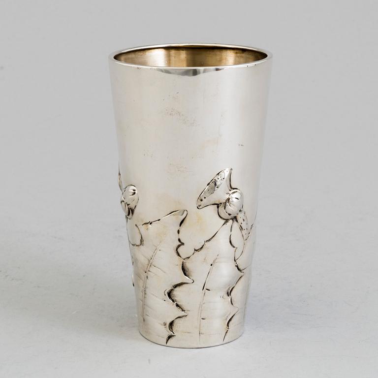 A Danish Art Nouveau parcel-gilt beaker, maker's mark S & M Benzen, Copenhagen 1905.