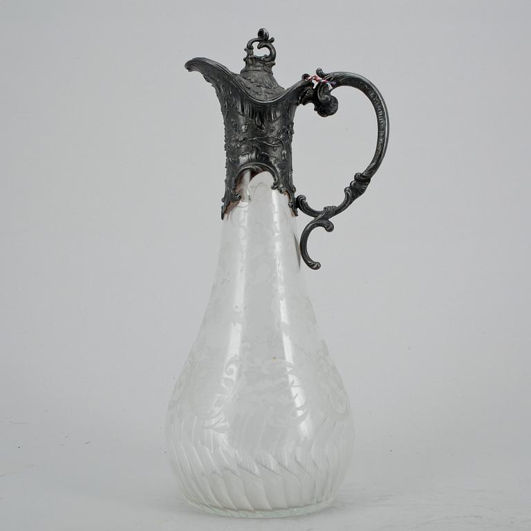 KARAFF, glas och nysilver, 1800-talets slut.