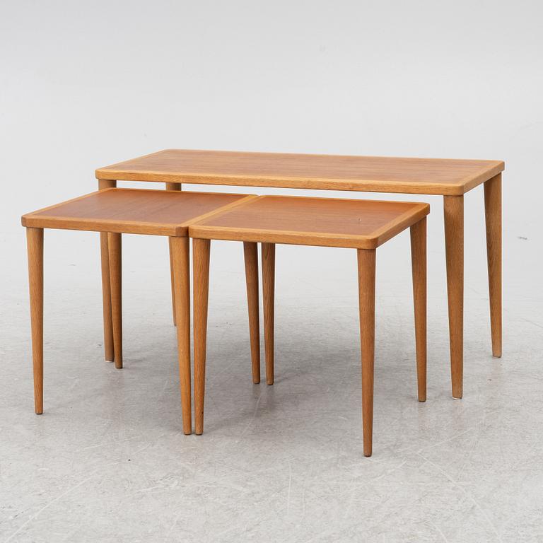 A three-piece nesting table, 1950's/60's.