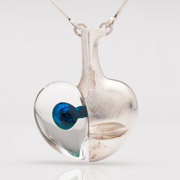 BJÖRN WECKSTRÖM, HALSBAND "Rymdäpple", sterling silver och akryl. Lapponia 1985.
