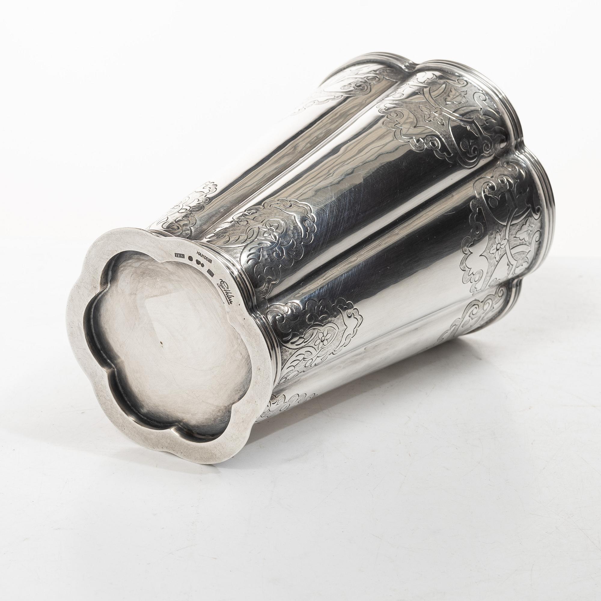 Tage Göthlin, vase, silver, Tenn & Silver Ab, Tesi, Gothenburg 1952.