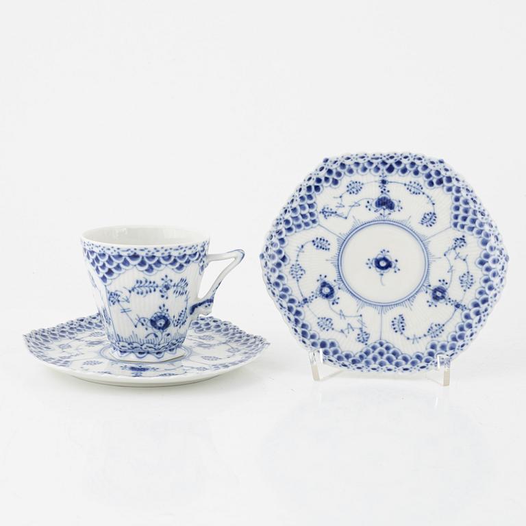 19 pieces of a porcelain full lace 'Musselmalet'  service, Royal Copenhagen, Denmark.