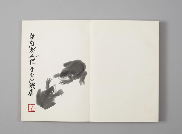 Book with 22 woodcuts in colours, "Qi Baishi hua ji, published Rong Bao Zhai xin ji, Beijing 1952. 32 x 22 cm.