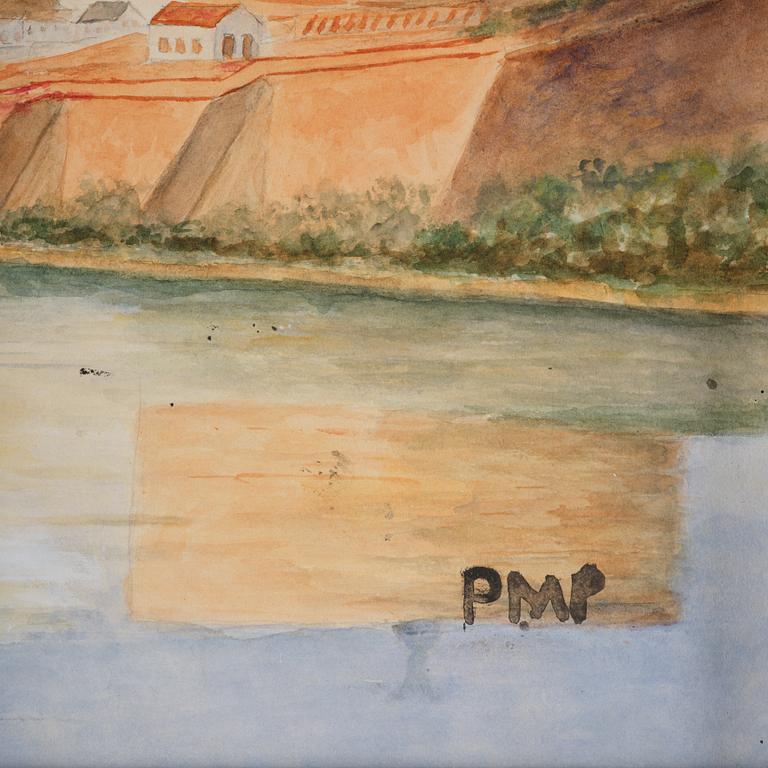 Primus Mortimer Pettersson, "Utsikt över Tibern i Rom med Peterskyrkan och Engelsborg".