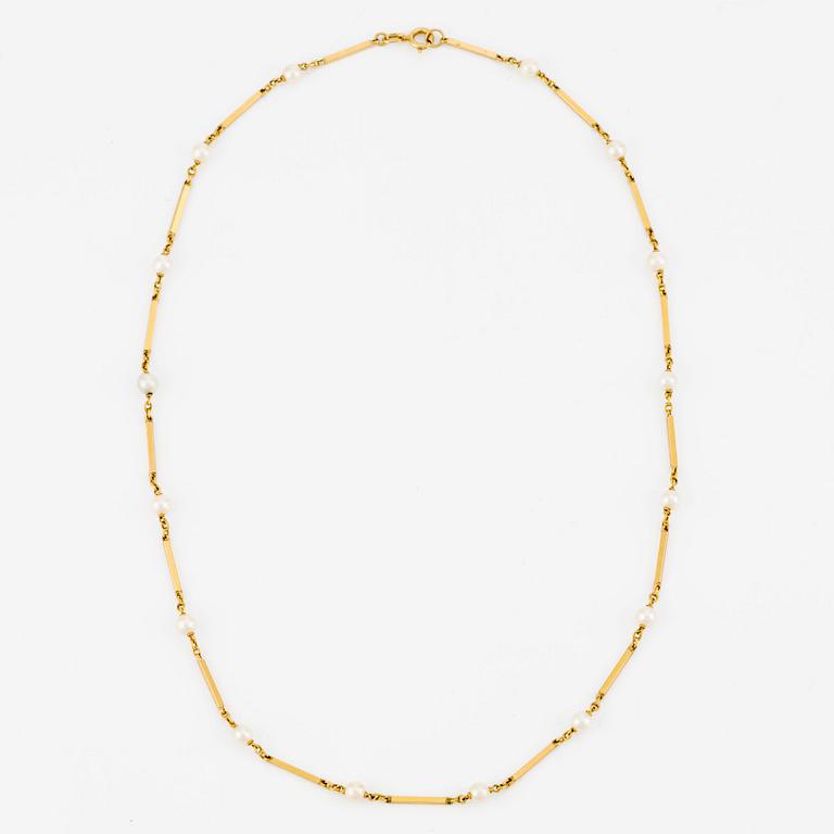 Collier, 18K guld och pärlor.