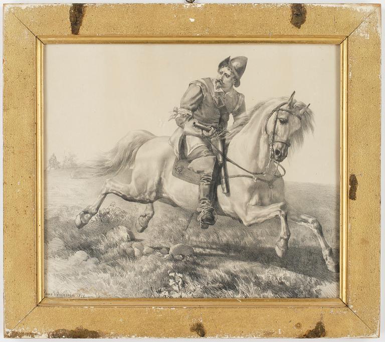 OSCAR ANDERSSON, efter, ett par, litografier, signerade och daterade 1868 i trycket.