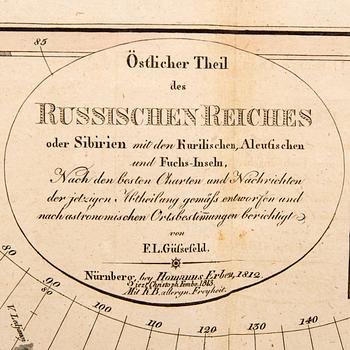 Franz Ludwig Güssefeld, karta, handkolorerat kopparstick, Nürnberg 1813.