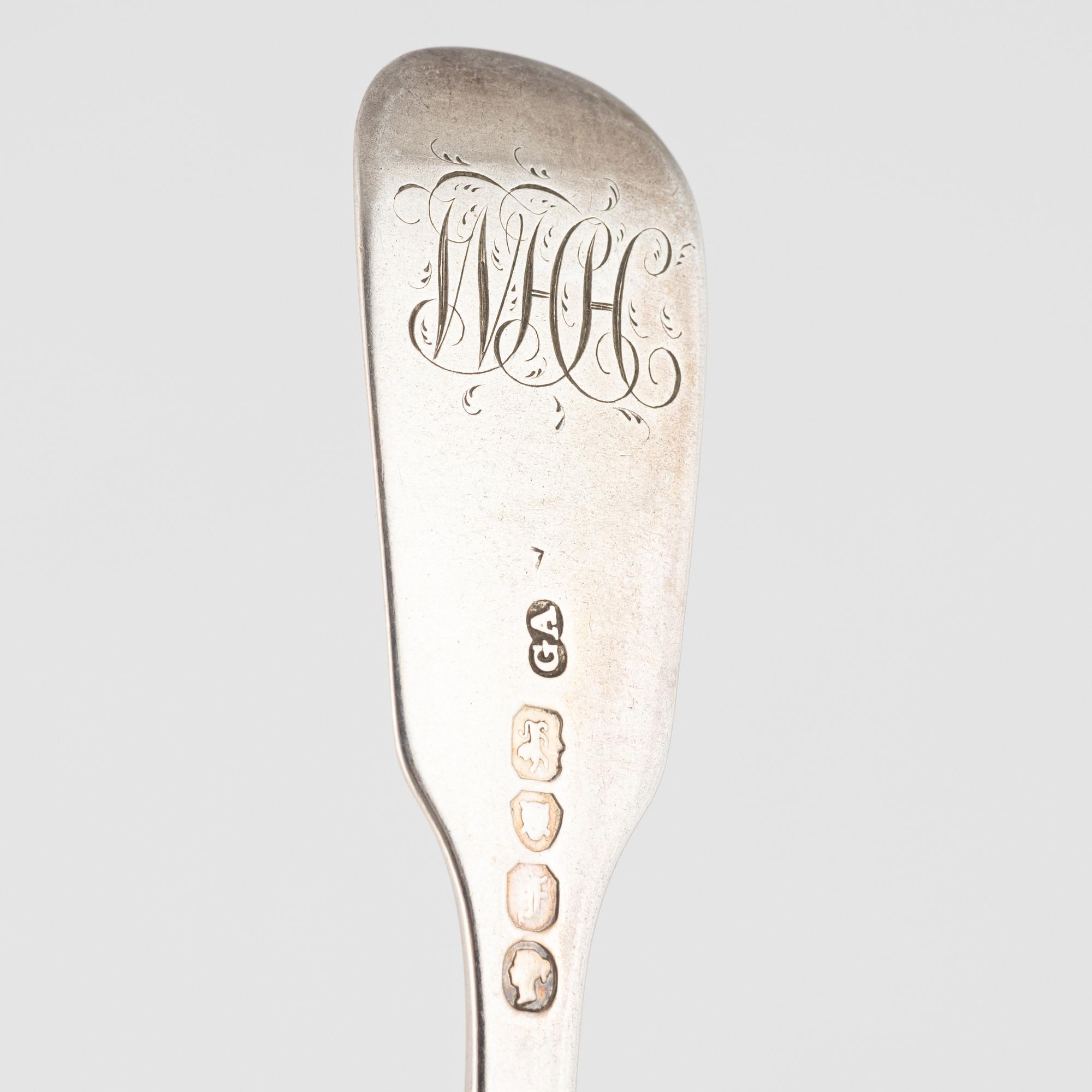 Cutlery service parts, 50 pcs, silver, London, England, 19th century.