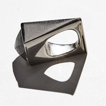 Vivianna Torun Bülow-Hübe, a white gold and facet cut rock crystal ring, executed in her own workshop 1964.