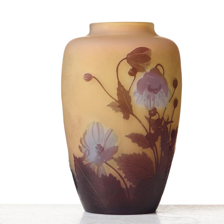 Emile Gallé, an Art Nouveau cameo glass vase, Nancy, France.