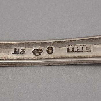 A Swedish 18th / 19th century silver beaker, cup and caster-spoon.