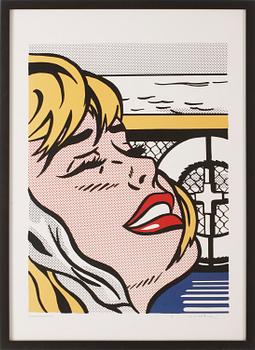 Roy Lichtenstein · ROY LICHTENSTEIN, efter, affisch, "Shipboard Girl", (1965), tryckt under 2000-talet. Signerad i trycket.