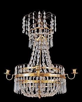 A late Gustavian circa 1800 five-light chandelier.