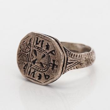 Ring, köpmansring, silver, 1500-tal.