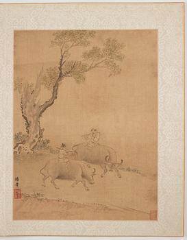 An album with 12 paintings by Qing dynasty artists, circa 1900. Attributed to Zhang Jian, Shou Ping, Yang Jin, after.