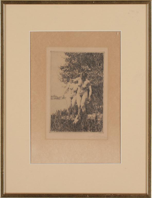 ANDERS ZORN, etsning, signerad och otydligt daterad i plåten 1917.