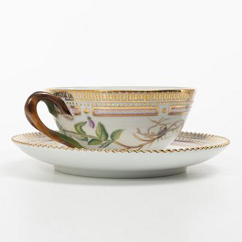 Royal Copenhagen, a 'Flora Danica' tea cup and saucer, Royal Copenhagen, Denmark, 1953.