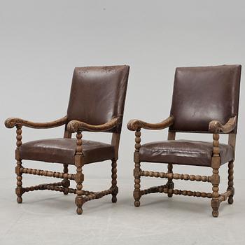 KARMSTOLAR, ett par, barockstil, 1800-talets andra hälft.
