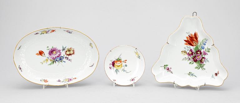 PARTI PORSLIN, 3 delar, Meissen, 1700 resp 1800/1900-tal.