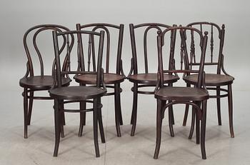 STOLAR, 6 st, Div fabrikat bl.a Thonet och Mundus. 1900-talets början.