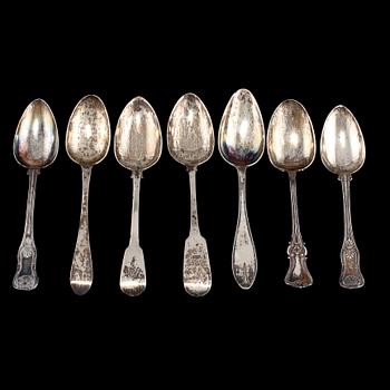 SKEDAR, 7 st, silver, 1800-tal. Vikt 410 g.