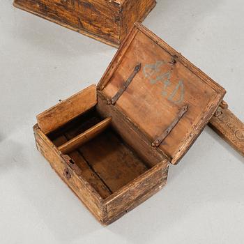 Four handicrrafted items from the 19th century.