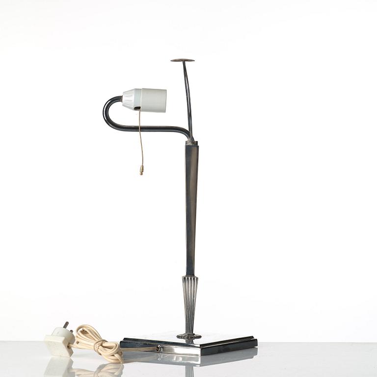 Elis Bergh, probably, a silver plated Swedish Grace table light for CG Hallberg, Stockholm 1920-30's.