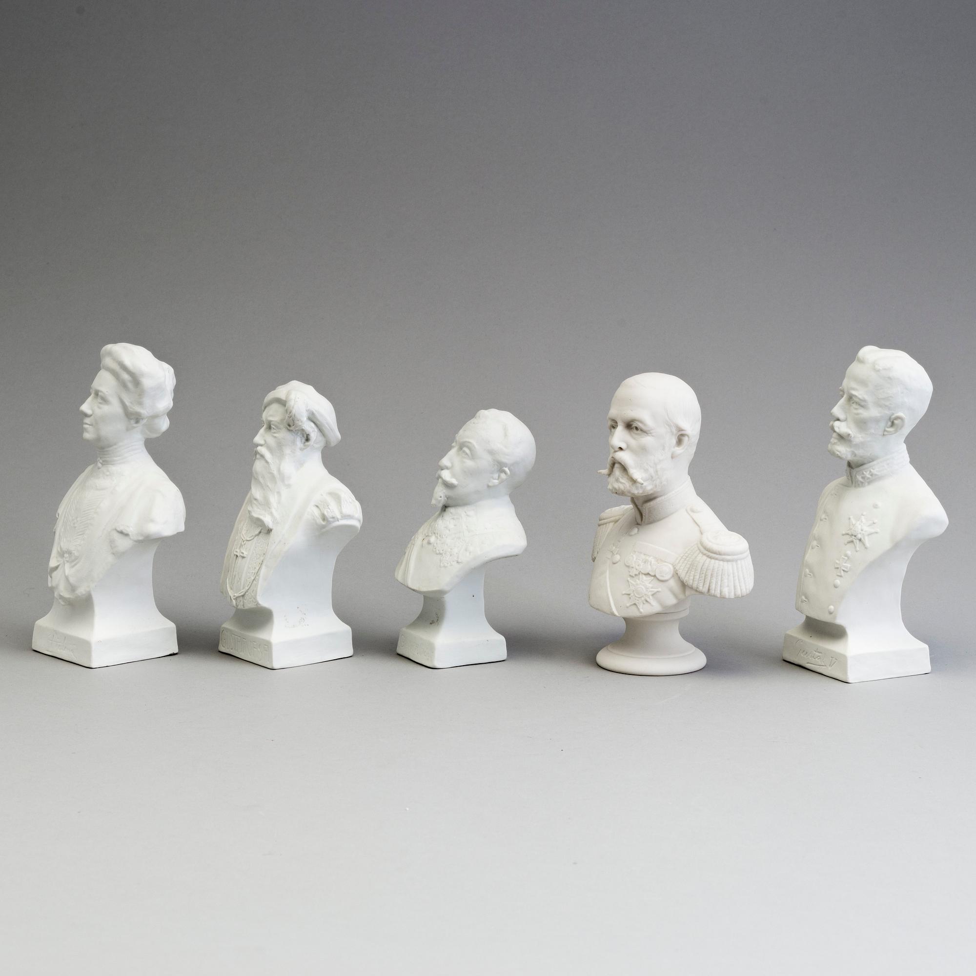 NINE PARIAN BUSTS, Gustafsberg and Rörstrand, ca 1900.