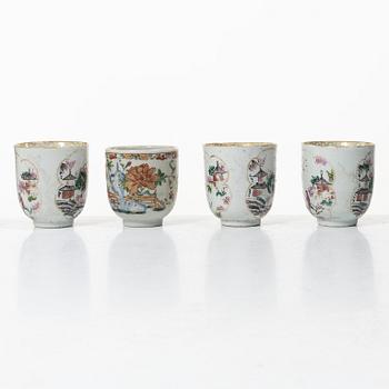 A group of 12 famille rose cups, Qing dynasty, Qianlong (1736-95).