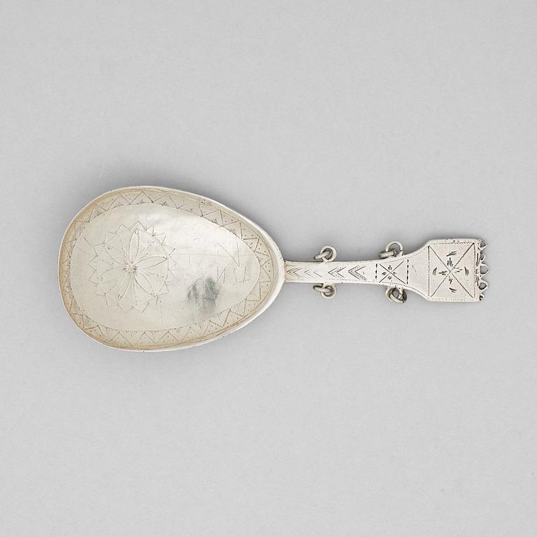 A Swedish 19th century silver spoon, mark of Johan Olof Degerman, Haparanda (1840-1887).