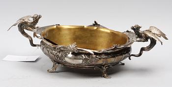 JARDINNIERE, silver. Nyrokoko. Tyska stämplar samt importstämplar Gustaf Möllenborg, Stockholm 1896.