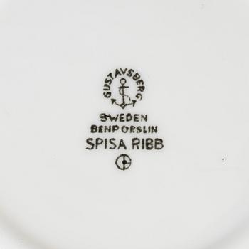 Stig Lindberg, ten "Spisa Ribb" tea cups with saucers, Gustavsberg, Sweden, 1955-74.