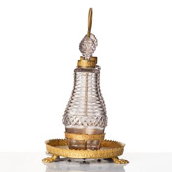 A Empire gilded brass and glass, cruet-set.