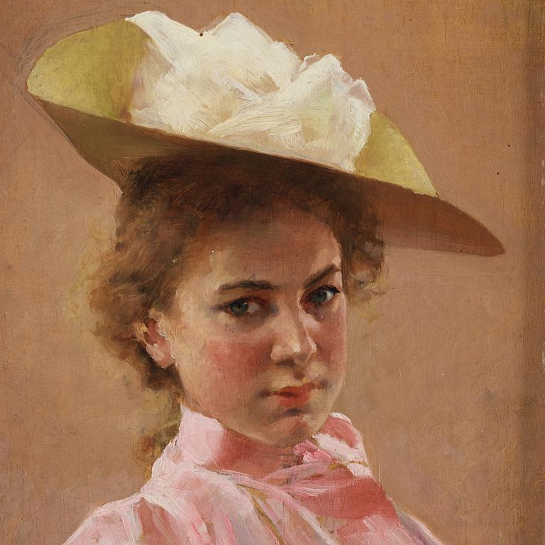 Gunnar Berndtson, Elegant lady in pink.