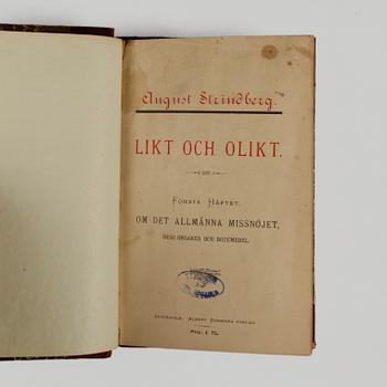 BOK, "Likt och olikt" I-II, av August Strindberg, Stockholm 1884.