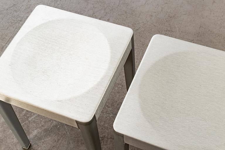 PHILIPPE STARCK, a pair of 21st century "Emeco Stool" in brushed aluminium.