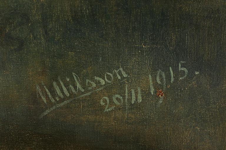 OKÄND KONSTNÄR, olja på duk, signerad N Nilsson? och daterad 20/11 1915.