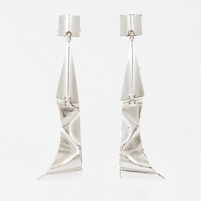 Björn Weckström, a pair of earrings "Silver Facets" for Lapponia, Finland 1987.