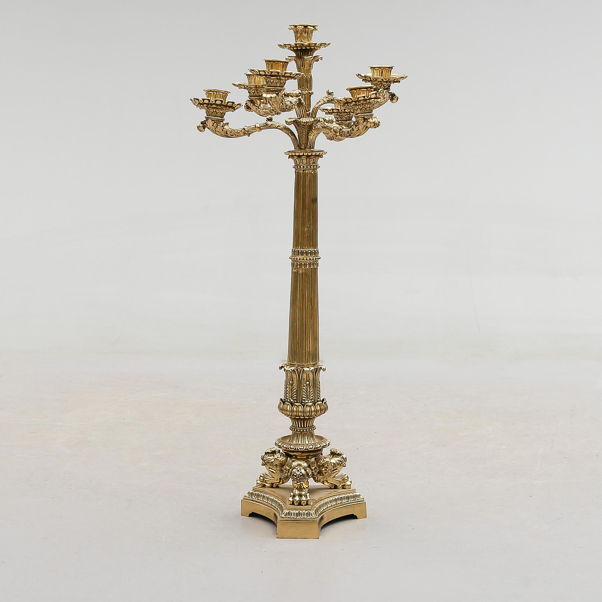 KANDELABER, brons, empirestil, 1800-tal.