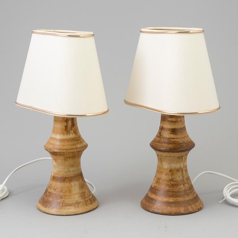 BRUNO KARLSSON, a pair of stoneware table lights from EGO stengods ateljé, 1960-tal.
