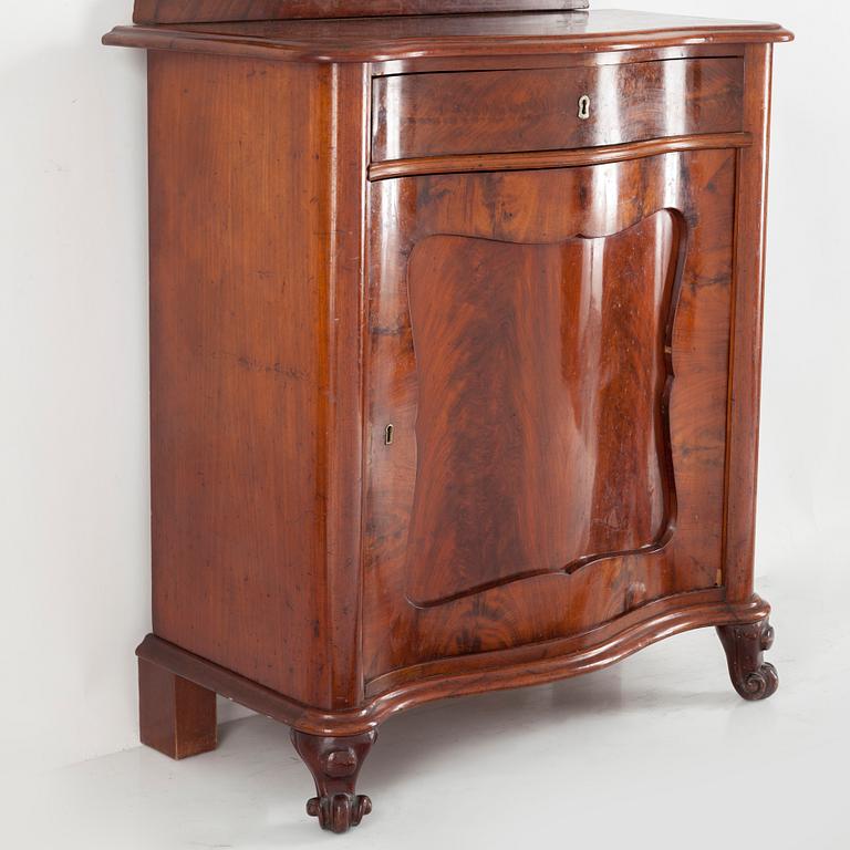 A CUPBOARD AND MIRROR, neo-rococo, second half of the 19th century.